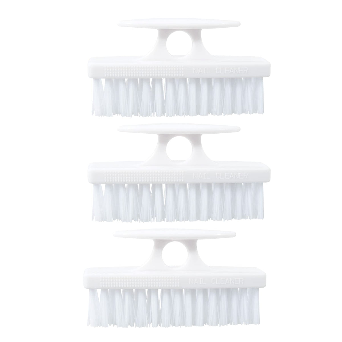 Superio Nail Brush Set - 3 Pack White Stiff Scrubber for Fingernails, Toes, and All-Purpose Cleaning