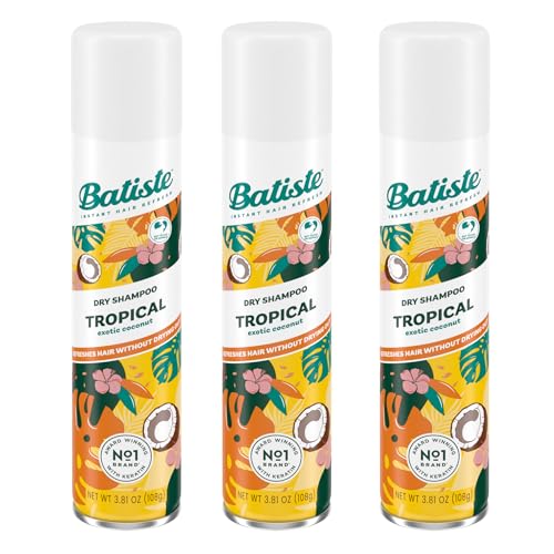 Batiste Tropical Dry Shampoo, Waterless Shampoo 3 Pack, 3.81Oz, Lightweight & Refreshing