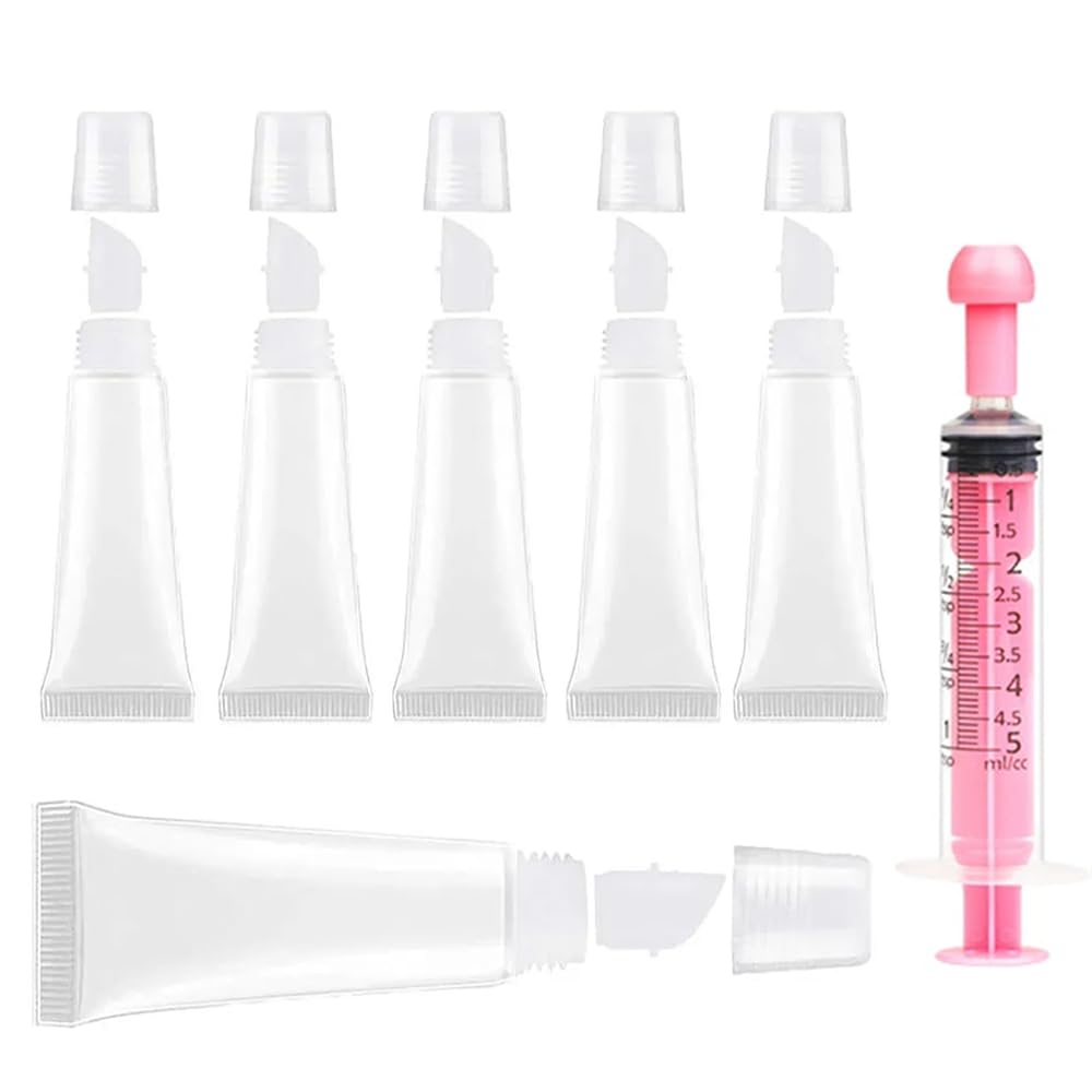 Uadbau 6Pcs Clear Lip Gloss Tubes - 8Ml Refillable Cosmetic Squeeze Tubes For Diy And Travel