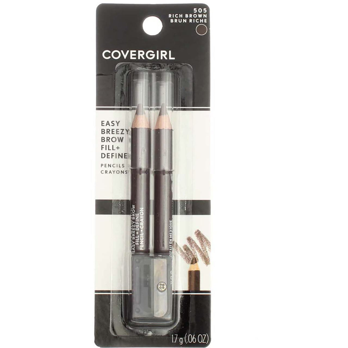 Covergirl Easy Breezy Brow Fill+Define Pencils, Rich Brown, 2 Count, Pack Of 6