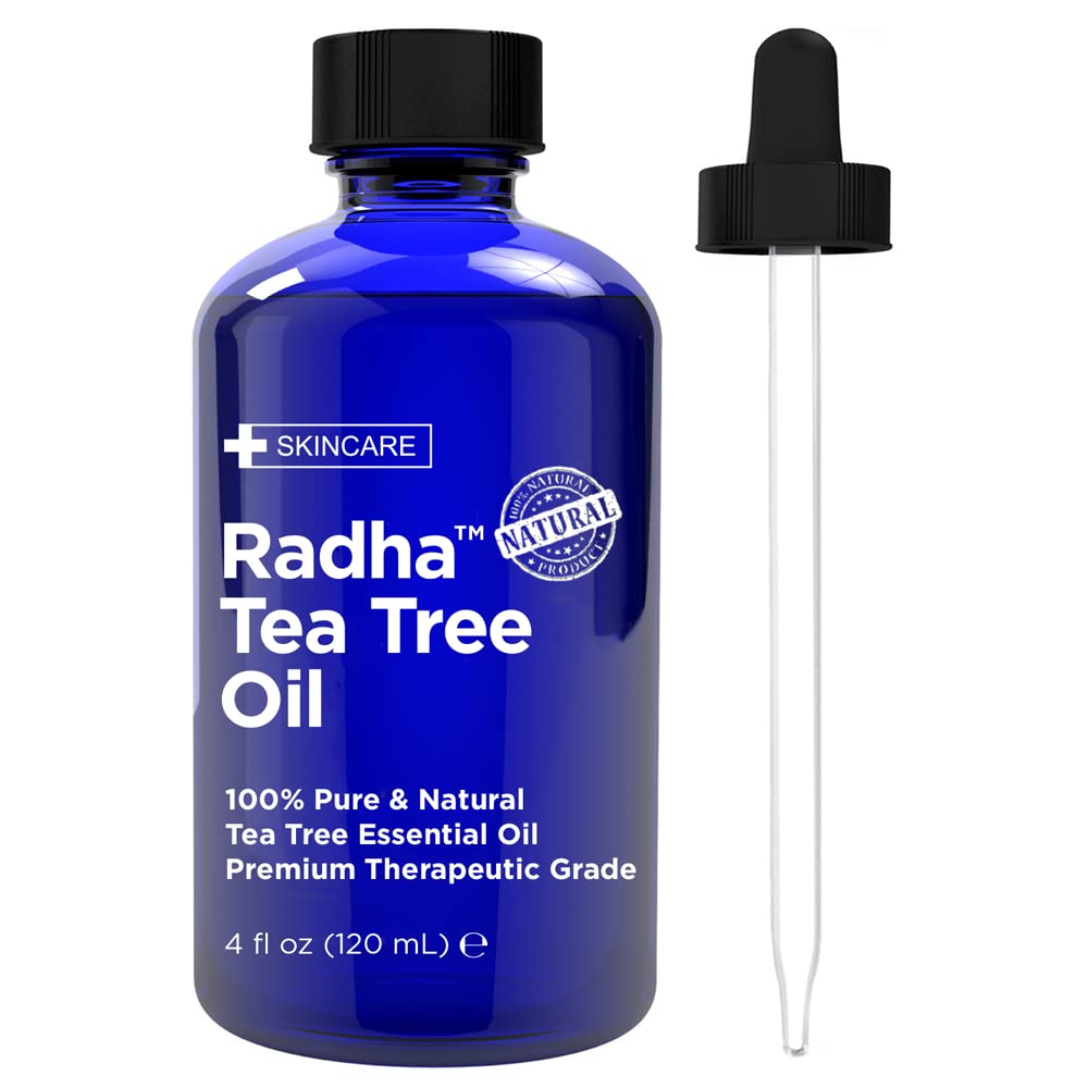 Radha Beauty Tea Tree Essential Oil 4 oz - 100% Pure Therapeutic Grade for DIY Soaps & Aromatherapy