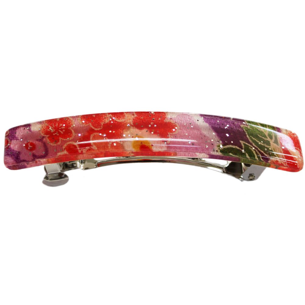 N&N Find Japan Japanese Kyoto Chirimen Hair Clip - Purple/Pink Acrylic Barette, 1 Count