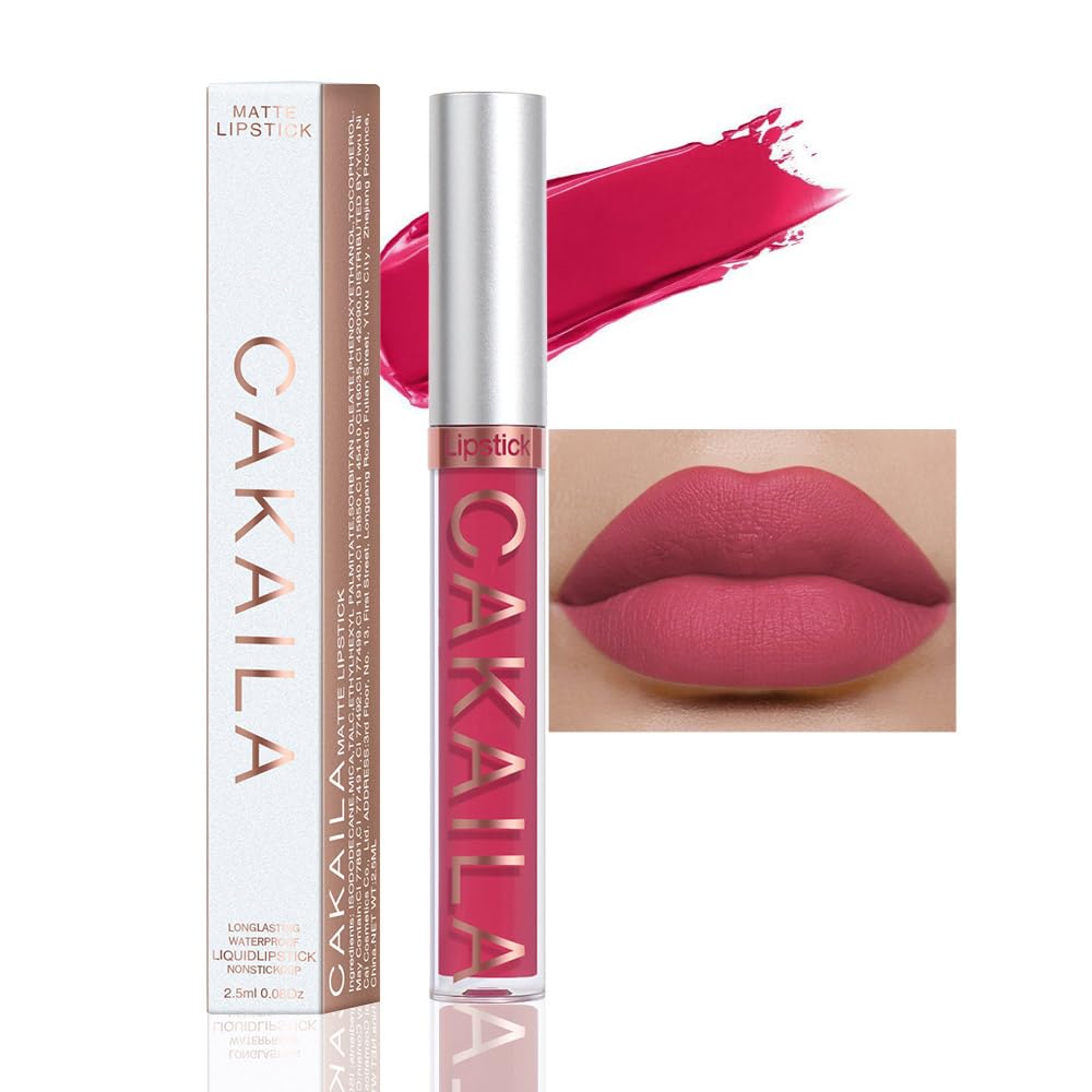 Cakaila Pink Matte Long Lasting Liquid Lipstick Set - Waterproof, 24-Hour Wear, Lip Gloss