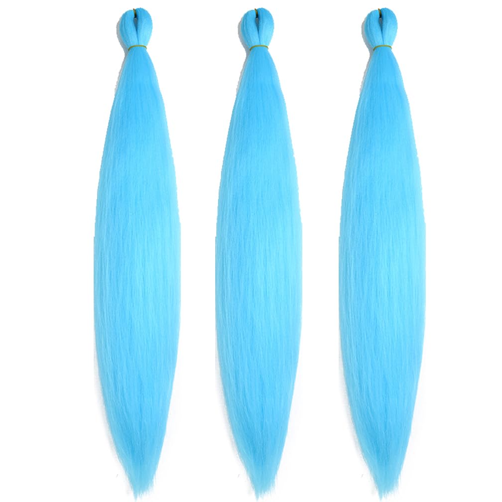 Balinghair 28&quot; Sky Blue Kanekalon Pre-Stretched Braiding Hair - Yaki Texture (3 Packs)