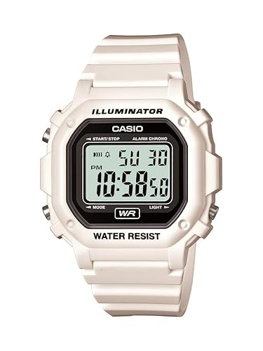 Casio F108Whc Digital Watch - White, Water Resistant, Led Light, Daily Alarm, 7 Year Battery