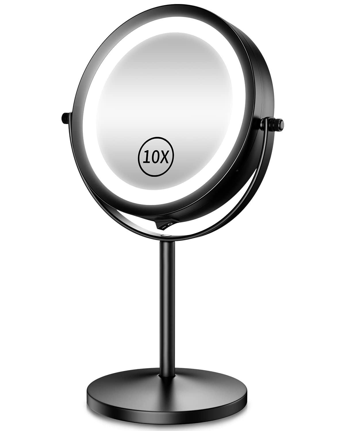 Benbilry 7” Lighted Makeup Mirror, 1x/10x Magnifying, LED, Cordless, Swivel,