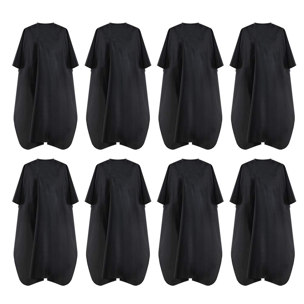 Bsfhh Black Waterproof Hair Salon Cape - Professional Barber Cape With Metal Snap Closure (8 Pack)