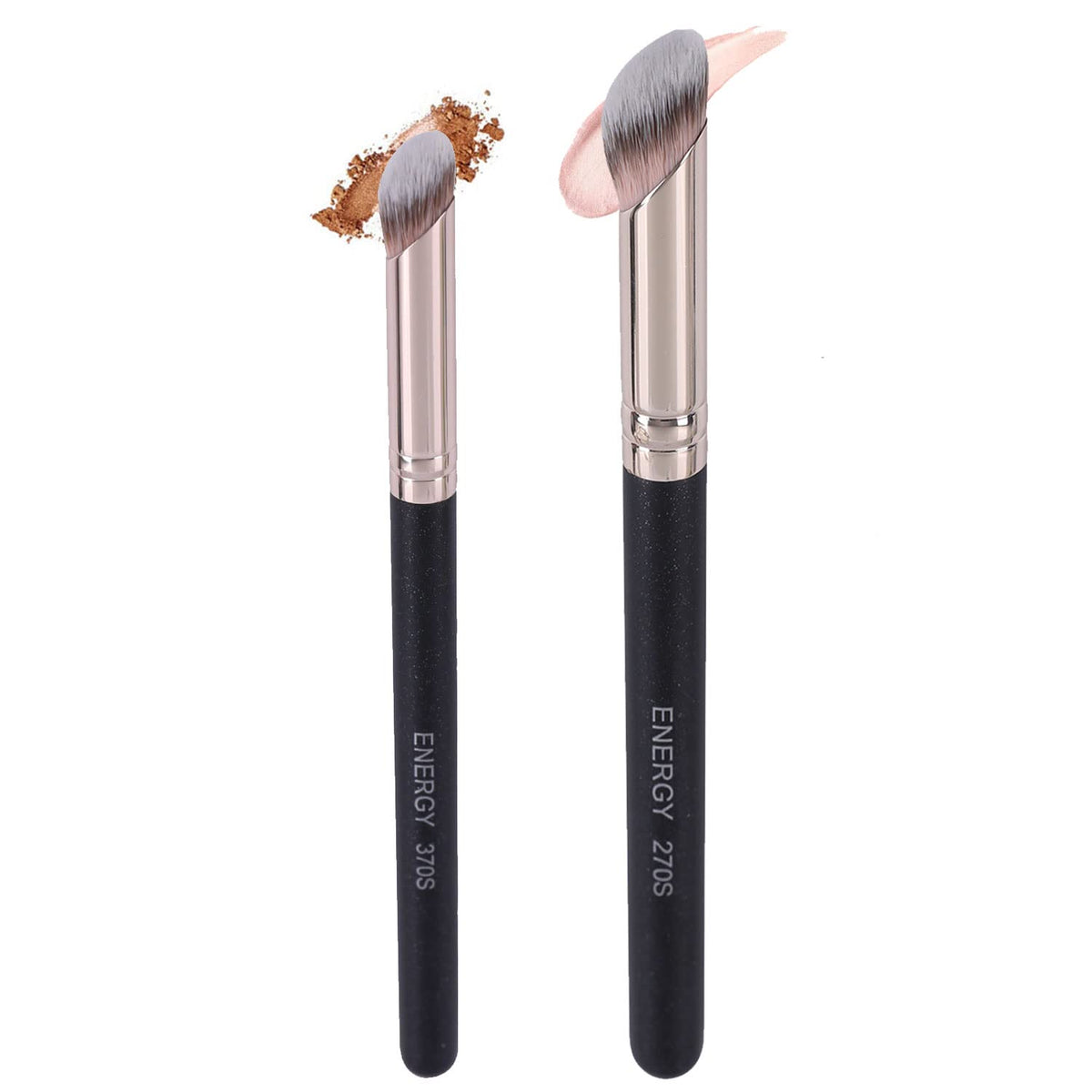 ENERGY Foundation Brushes Set - Angled & Mini Concealer Brush, Premium Synthetic, Black 270S/370S