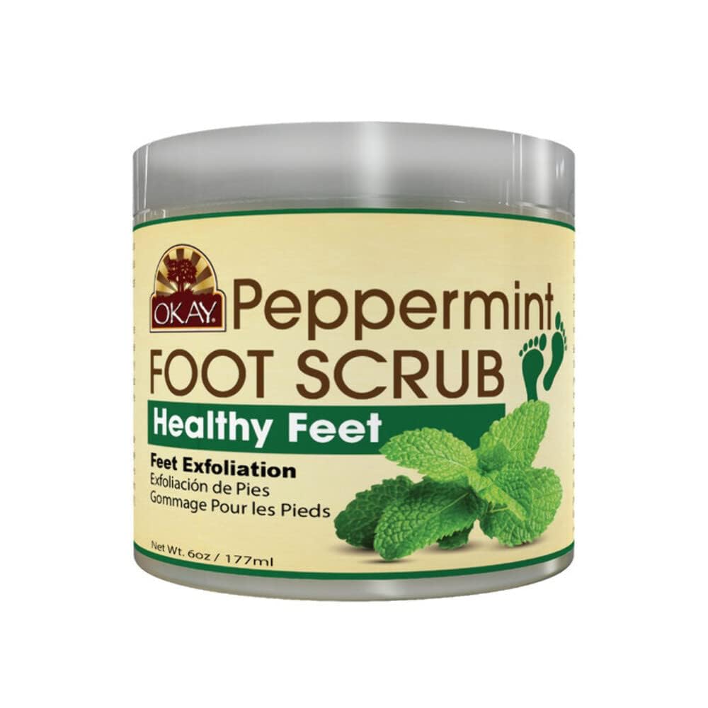 Okay Peppermint Foot Scrub - Exfoliating Dead Skin Remover For Cracked Heels & Calluses - 6 Oz