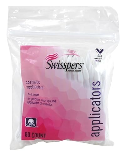 Swisspers Cotton Swabs 80 Count Cosmetic Applicators - Pack Of 3, White Cotton Tips