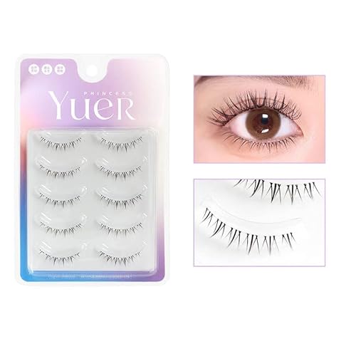 LASGOOS 5 Pairs False Eyelashes, 5-6mm Natural Look, Clear Thin Band for Wedding & Daily Makeup