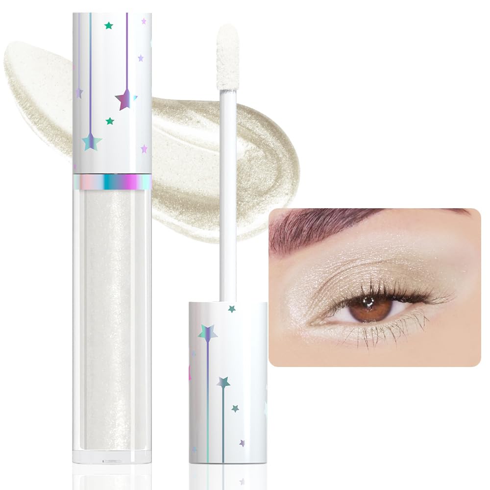 Evpct Liquid Shimmery Glitter Eyeshadow & Eyeliner, Waterproof High Pigment 02# White