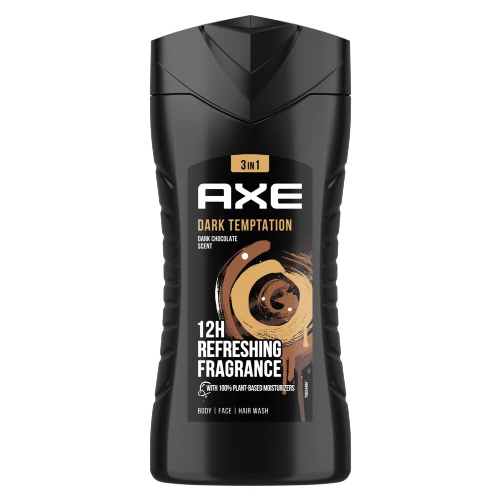 Axe Dark Temptation Shower Gel 8.45 Oz (3-Pack) - Refreshing Body Wash For Men