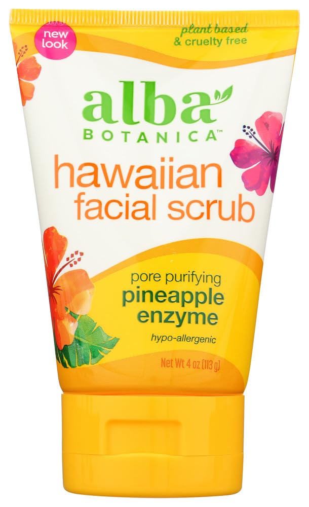 Alba Botanica Pineapple Enzyme Facial Scrub, 4 Oz - Pore Purifying Beauty Care