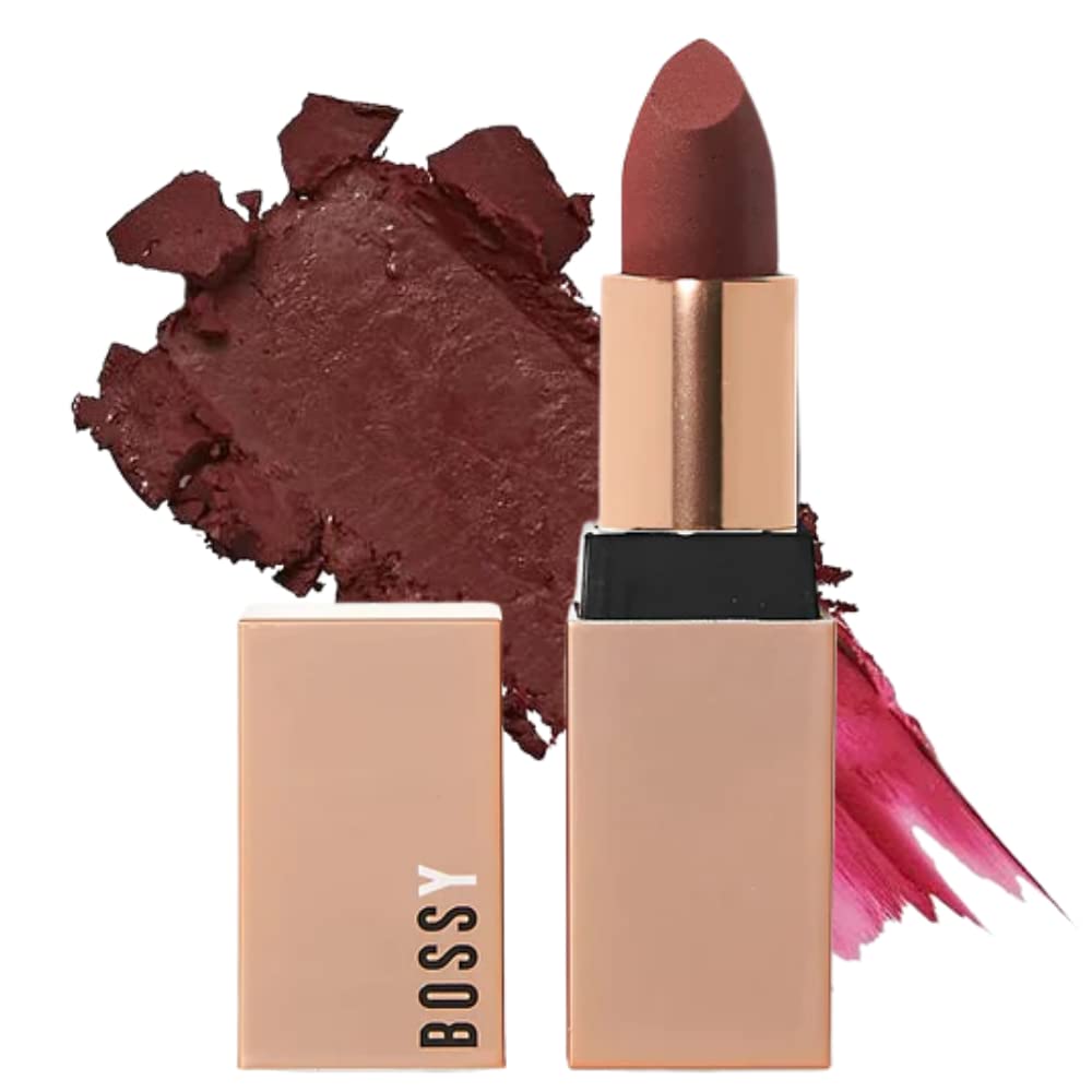 Bossy Cosmetics Vegan Lipstick - Matte, Hydrating, Long Lasting, Dark Wine, 0.13 Fl Oz