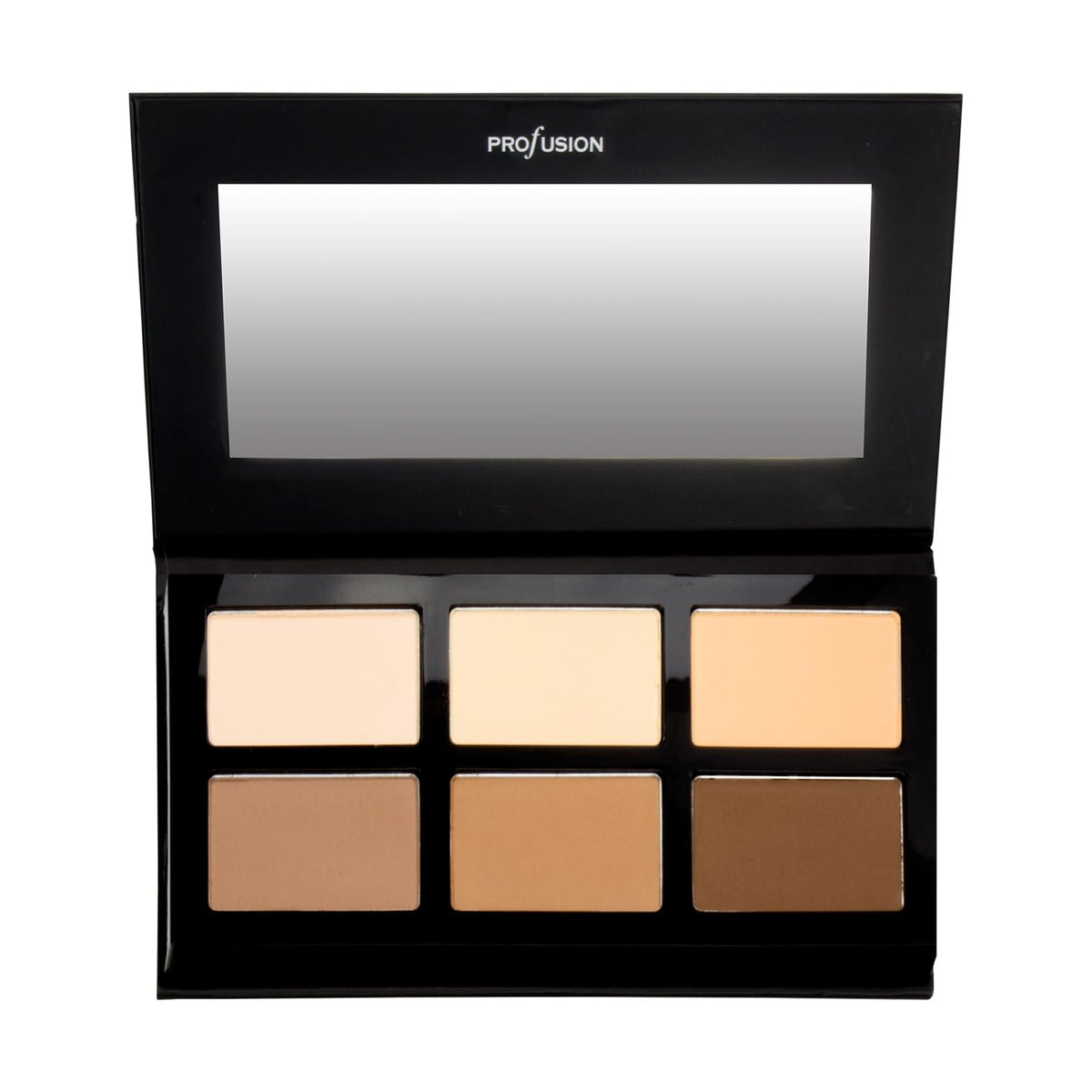 Profusion Cosmetics Pro Contour Palette - 3 Bronze & 3 Matte Highlights With Full Mirror