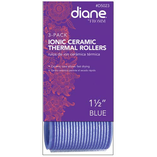 Diane D5023 Ionic Ceramic Thermal Self Grip Rollers - Blue, 3 Count