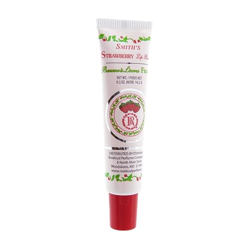 Rosebud Perfume Strawberry Rosebud Lip Balm Tube, 0.5 Ounce, Moisturizing & Nourishing