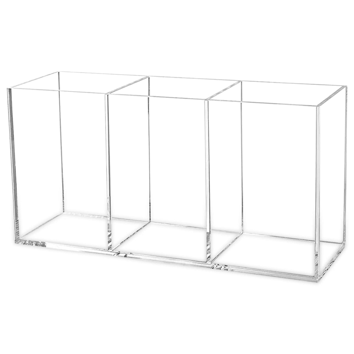 Cerpourt Acrylic Clear Makeup Brush Organizer with 3 Slots - Desk & Vanity Storage Holder