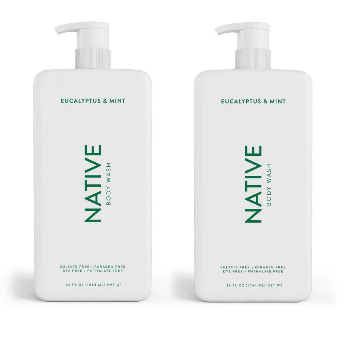 Native Body Wash For Women & Men, Sulfate & Paraben Free, Eucalyptus & Mint, 2 Pack, 72 Fl