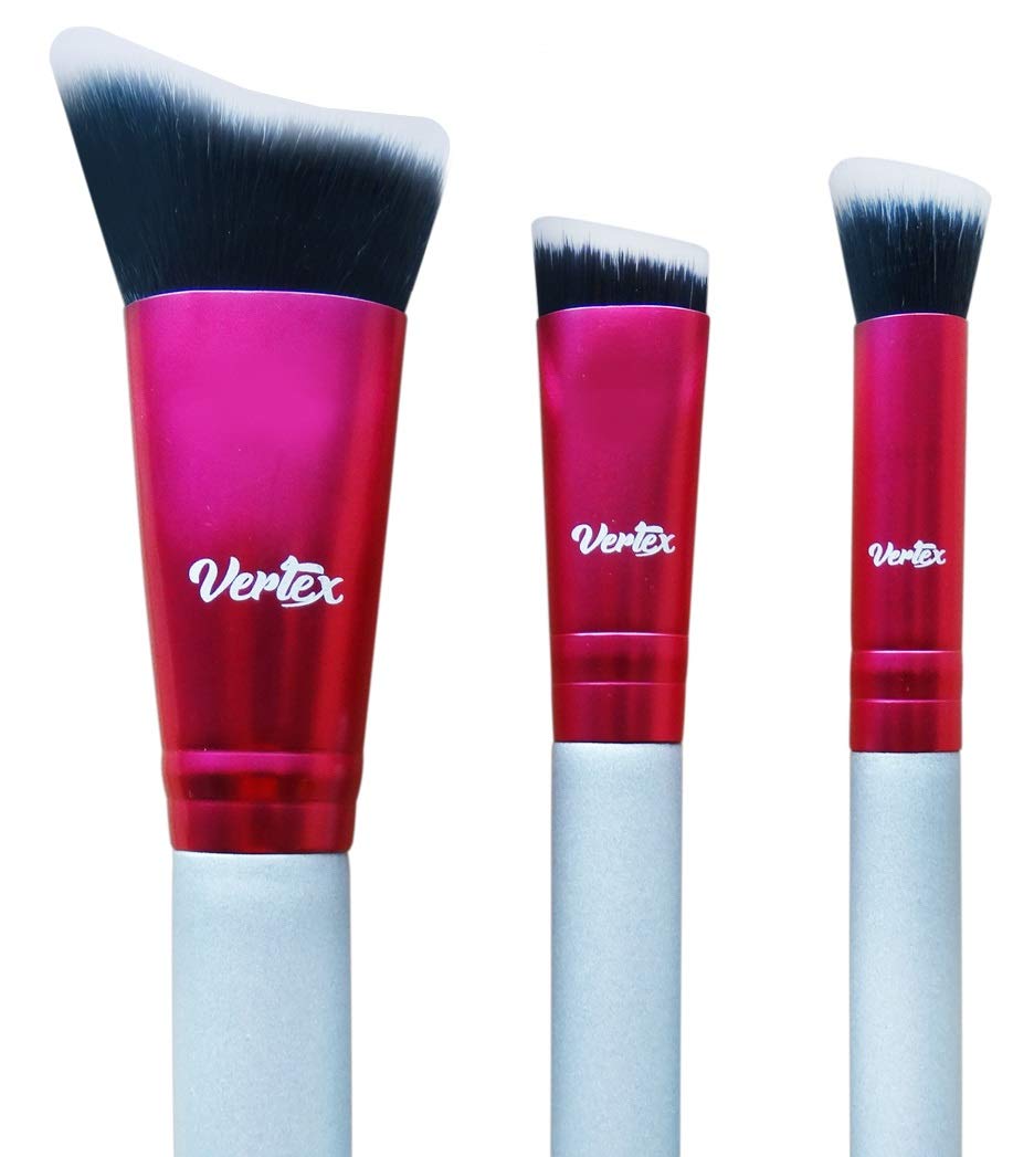 Vertex Nose Contour Brush Set - 3 Piece Synthetic Makeup Brushes For Cheekbones & Blending