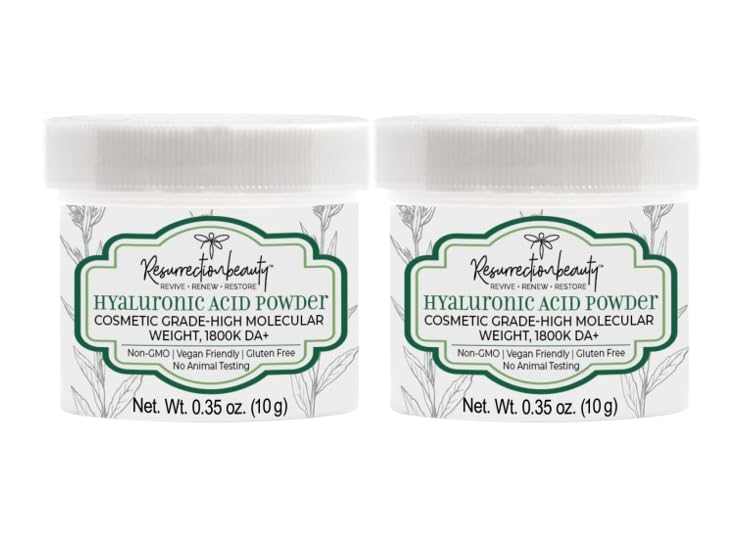 Resurrectionbeauty Pure Hyaluronic Acid Powder 10G - 2 Pack For Diy Beauty Serum & Skincare