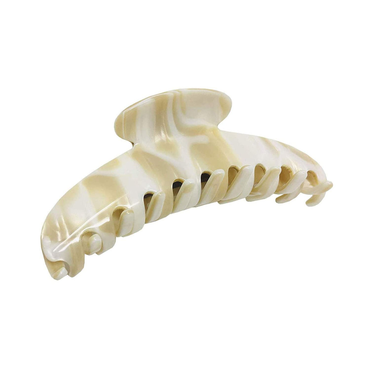 French Amie Ivory Large Handmade Cellulose Hair Grip Claw Clip For Thick Hair - 4.75”