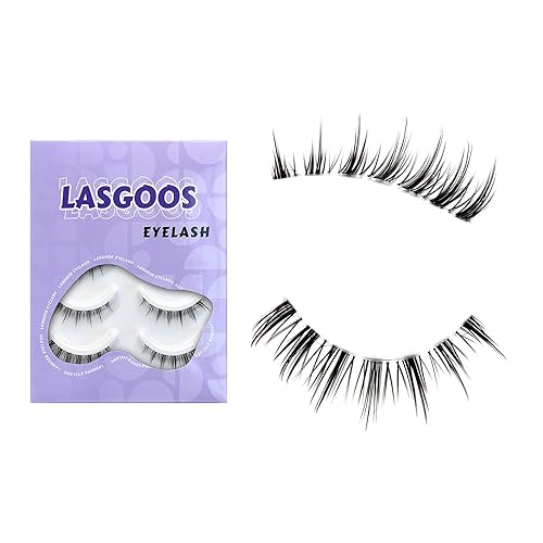 Lasgoos Natural Look Fake Eyelashes, 7-11Mm Daily Strip Lashes, 5 Pairs, Invisible Band