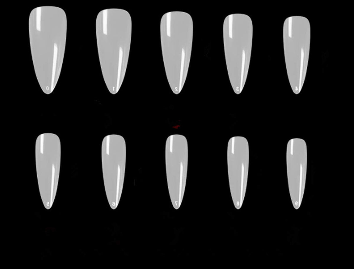 Yimart 500Pcs Stiletto False Nails - Natural Long Almond Full Cover Nail Art Tips