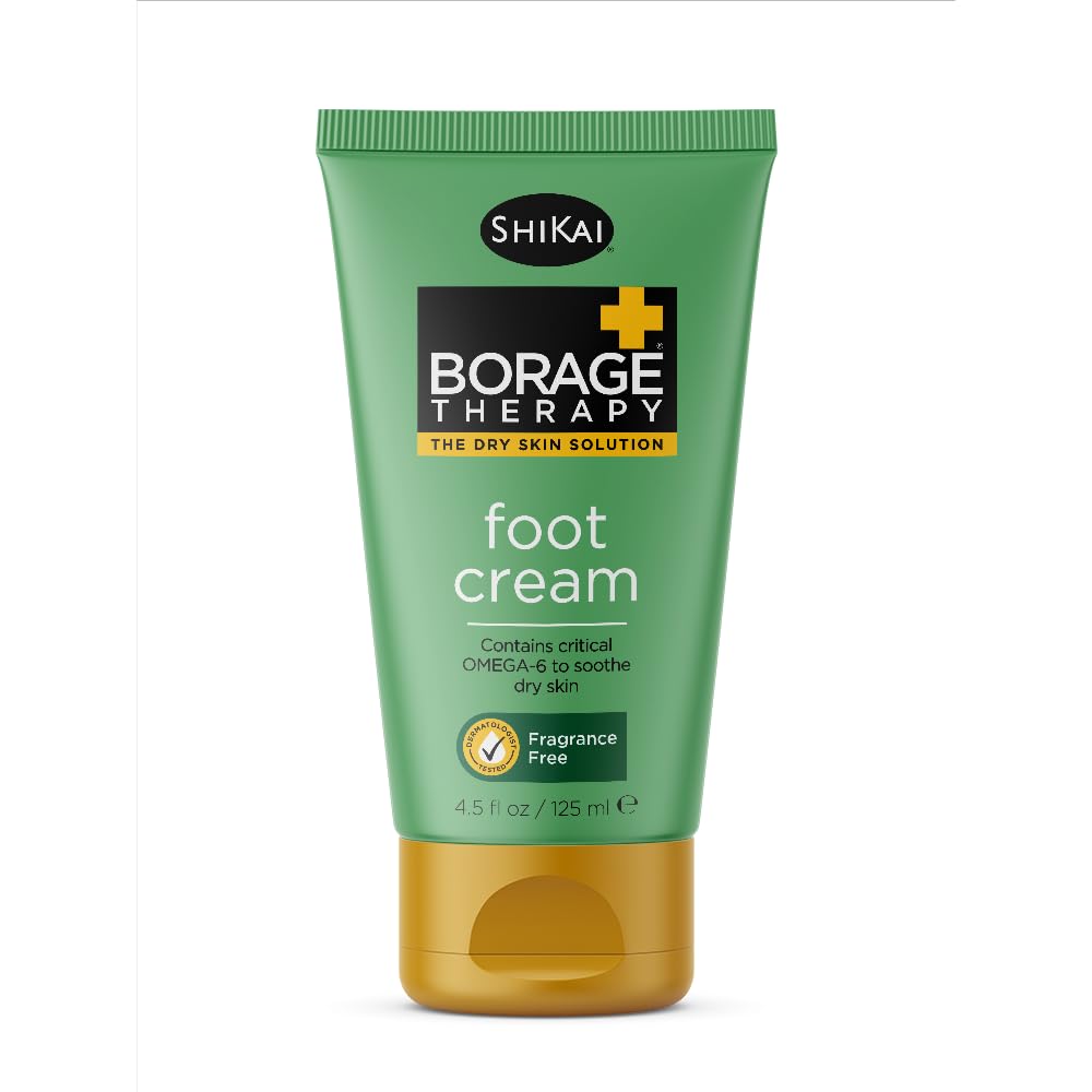 Shikai Borage Therapy Foot Cream 4.2 Oz | Fragrance-Free Moisturizer For Dry, Cracked Heels