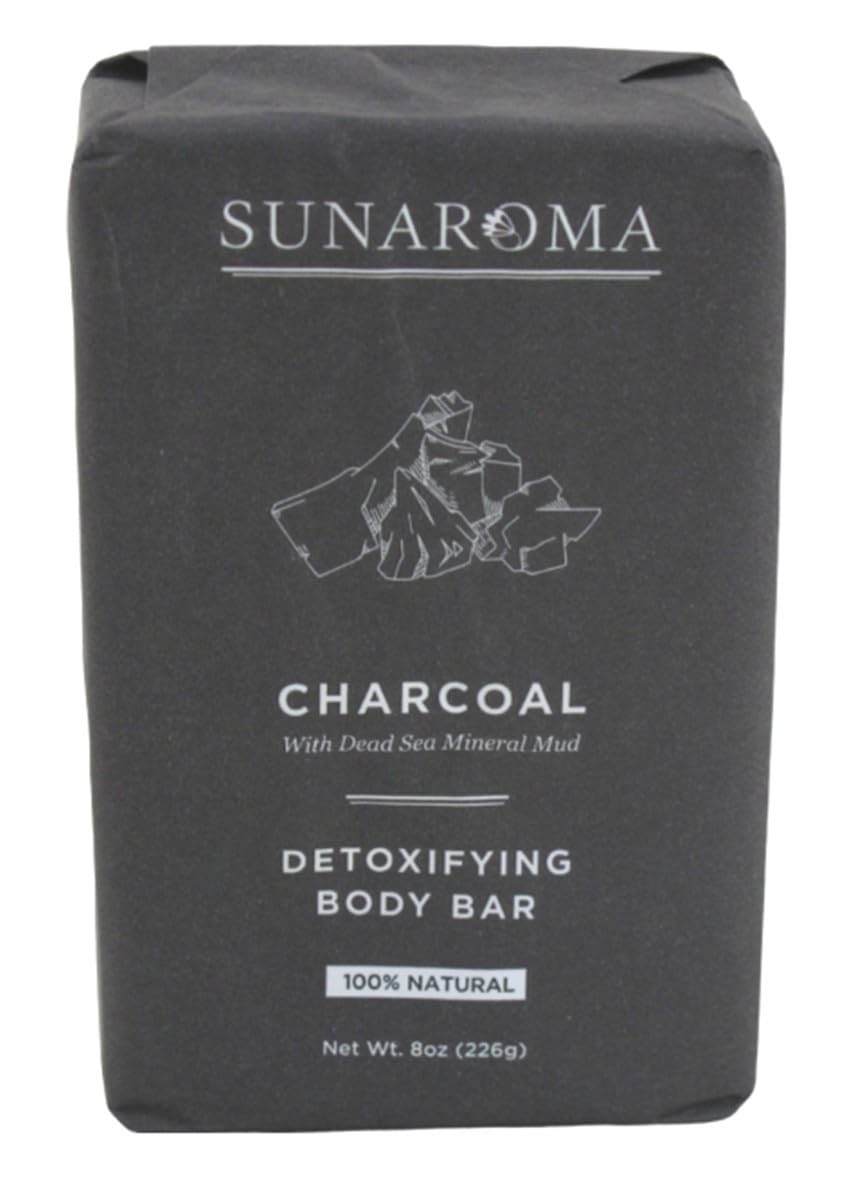 Sunaroma Charcoal Dead Sea Mineral Mud Soap Bar - 8 Ounce (Pack Of 6)