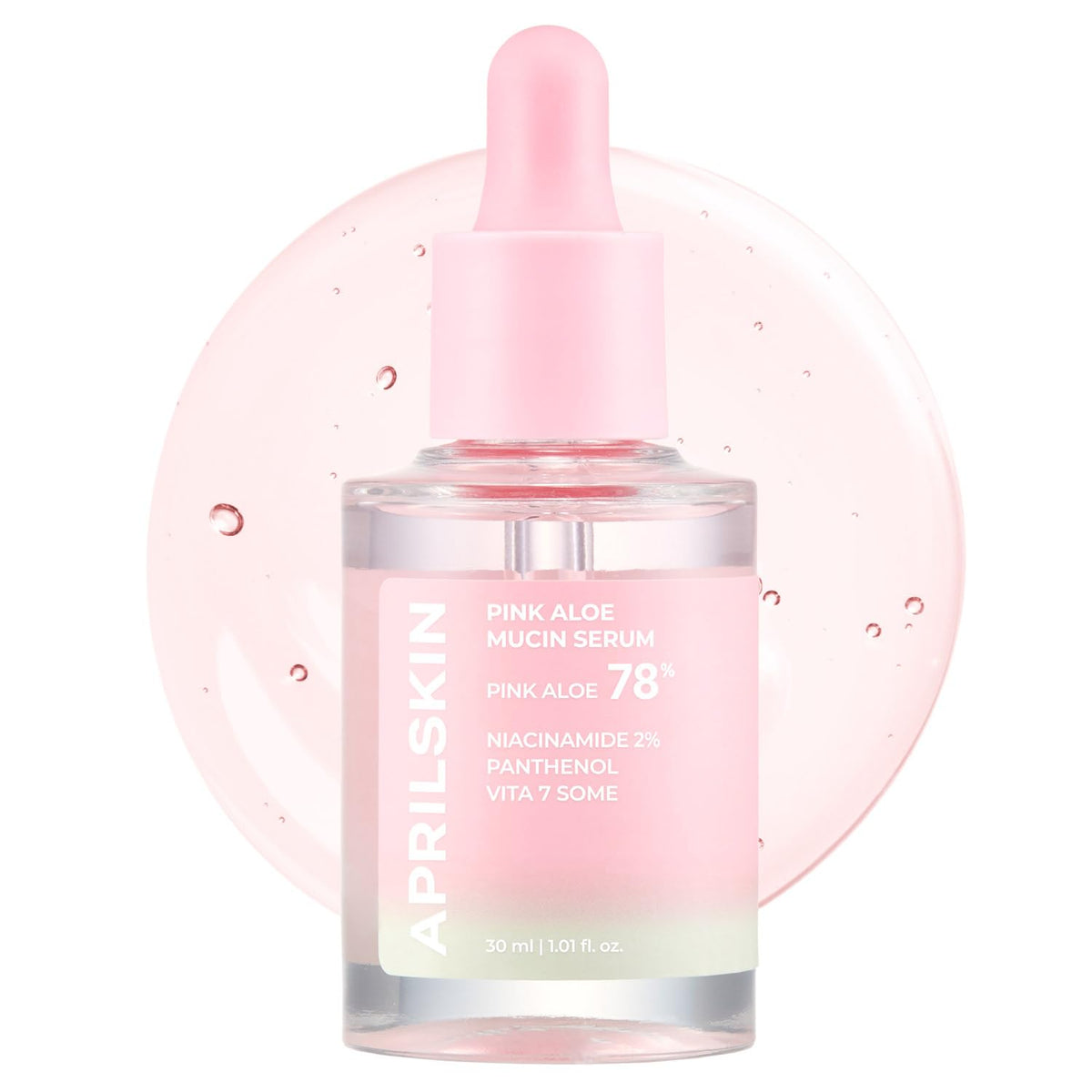 Aprilskin Pink Aloe Mucin Serum 1.01 Fl.Oz - Hydrating, Non-Sticky, Glass Glow Korean Sk