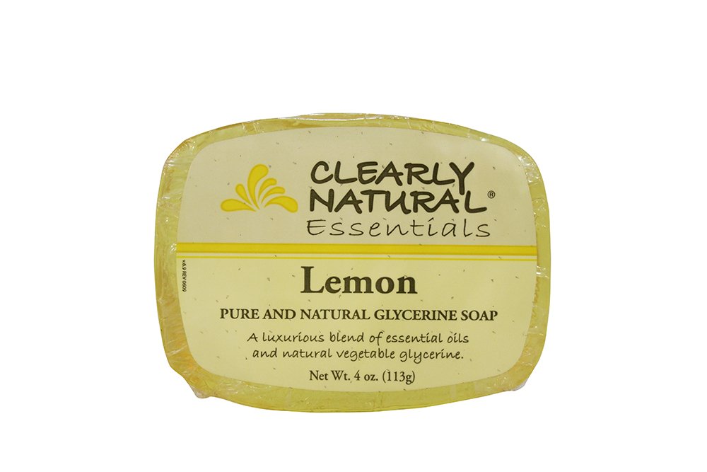 Clearly Natural Glycerine Soap, Lemon Scent, 4 Oz (5 Pack) - Moisturizing & Refreshing Cleanser