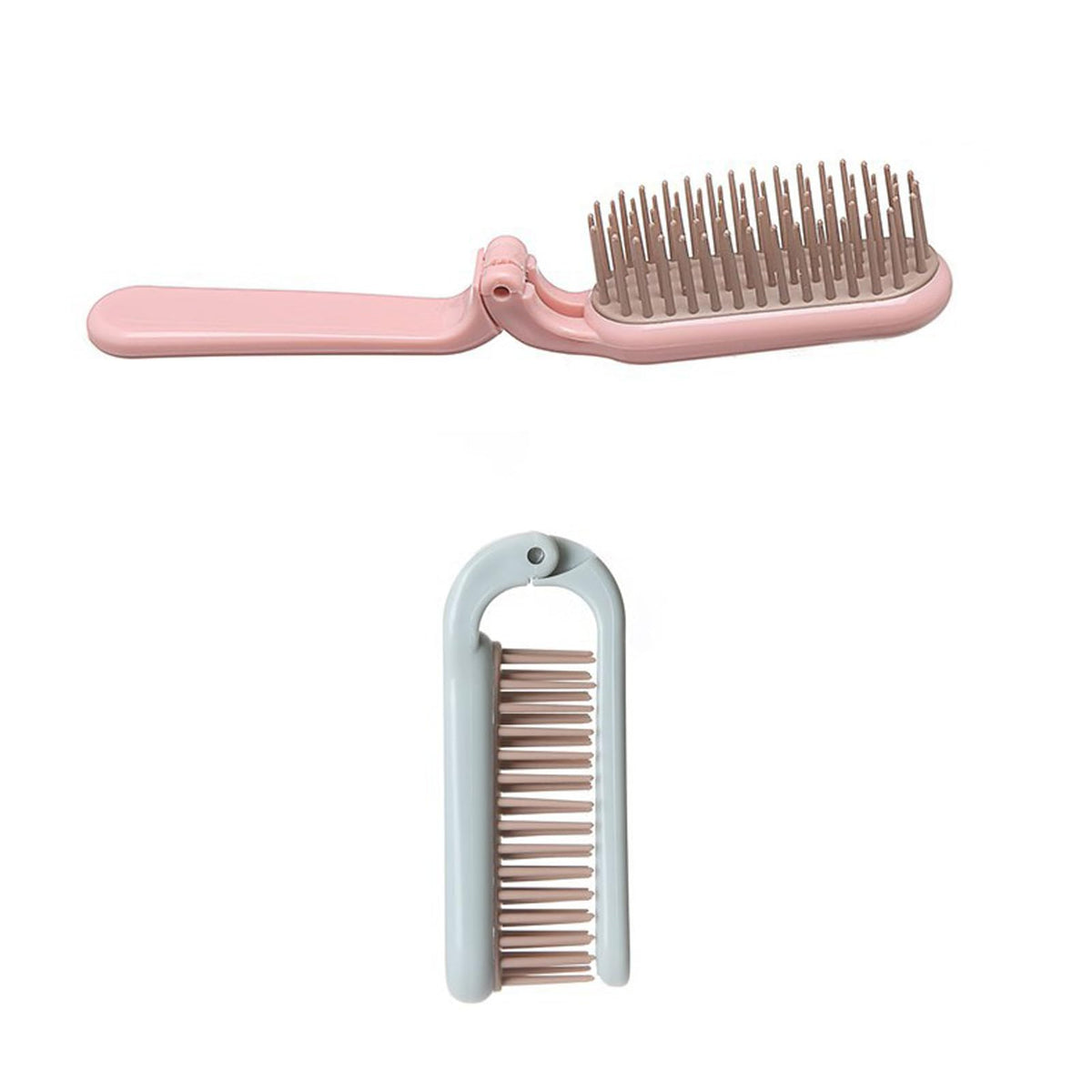 Putysuun Travel Hair Brush 2 Pack - Folding Portable Pocket Size In Pink & Blue