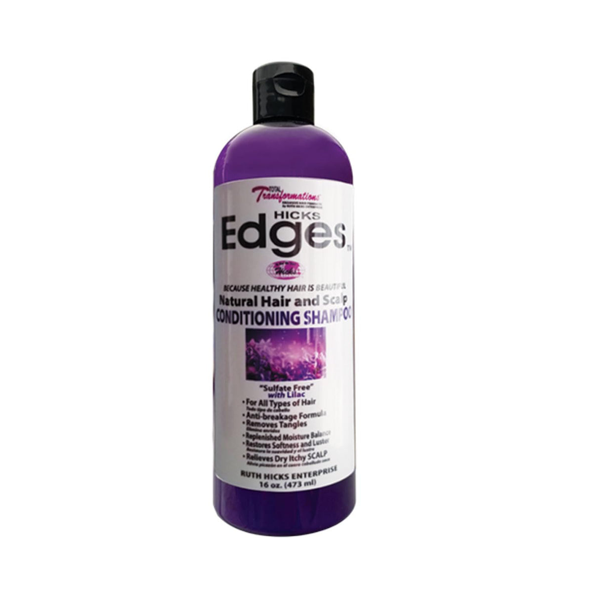 Hicks Edges Natural Hair & Scalp Conditioning Shampoo With Lilac - 16 Oz, Purple Label