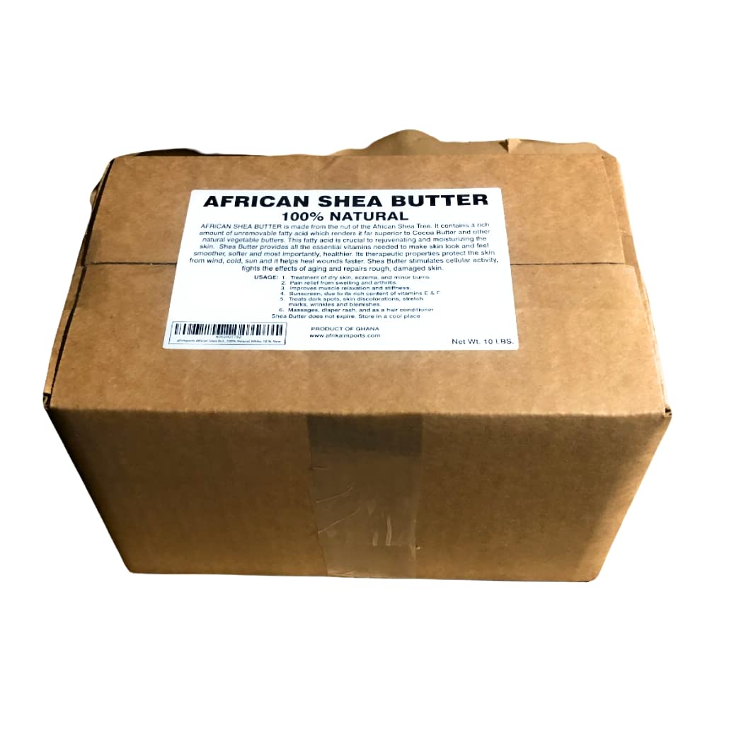 Afrimports 100% Natural African Shea Butter, White, 10 Lb (160 Ounces)