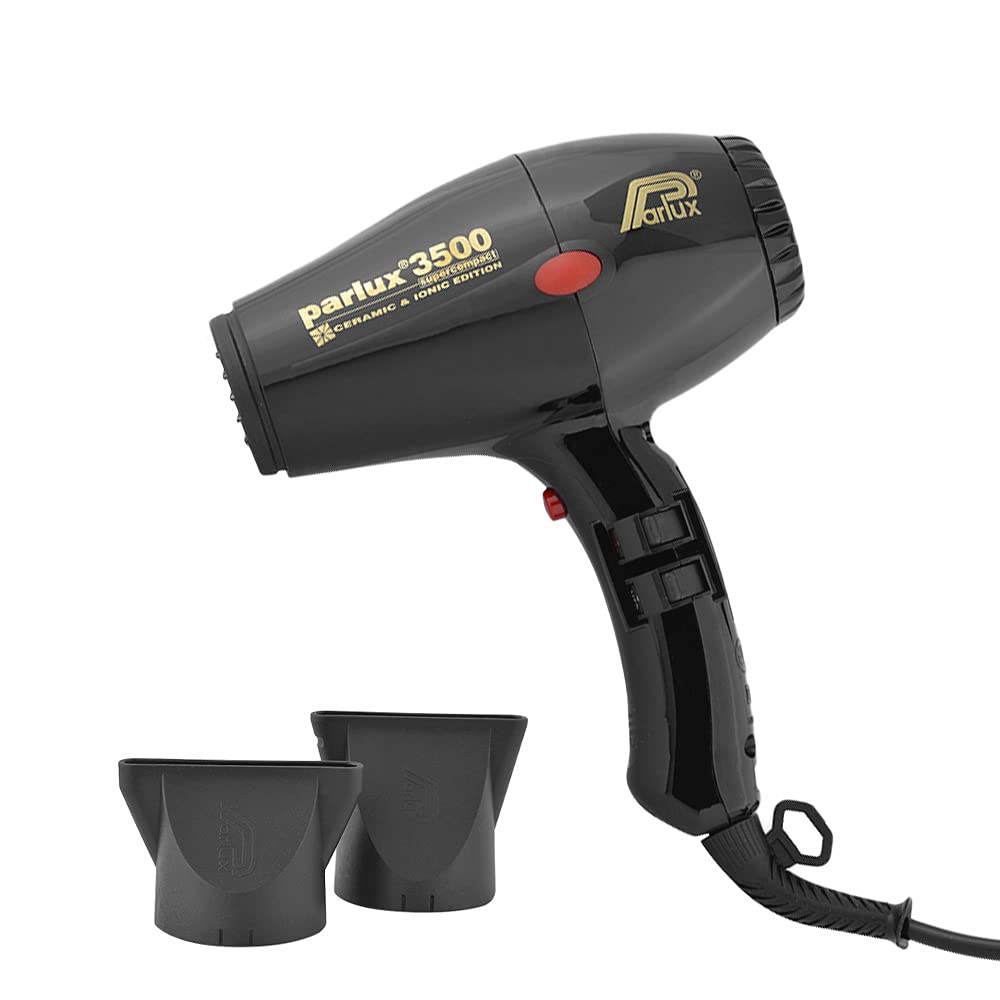 Parlux 3500 Supercompact Hair Dryer, Black - Lightweight, Powerful, Professional Styling Tool