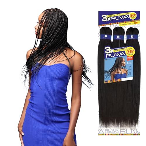 Sensationnel Ruwa 3X 36&quot; Dark Brown Braiding Hair - Water Repellent Synthetic (3 Pack)