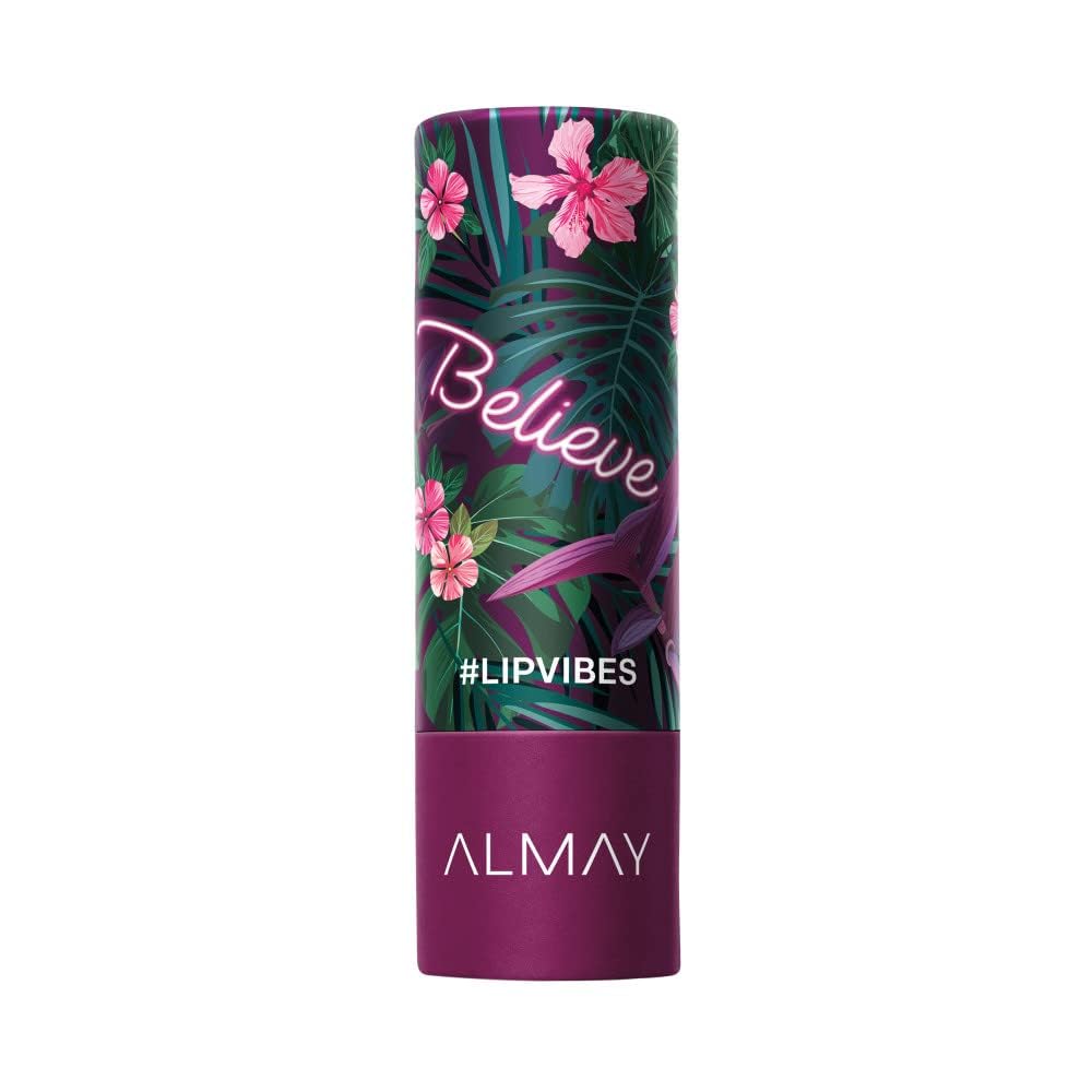 Almay Lip Vibes Matte Lipstick, 019 Believe, Vitamin E & Shea Butter, Hypoallergenic, 0.14 Oz