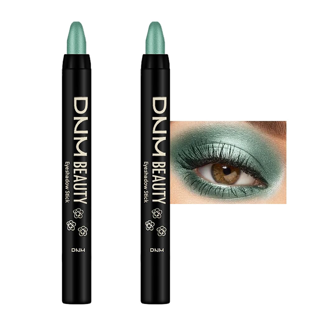 Kaely 2Pcs Waterproof Cream Eyeshadow Sticks Set - Green Shimmer Eye Shadow Pencil