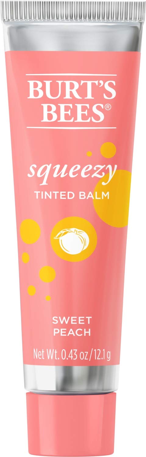 Burt'S Bees Squeezy Tinted Lip Balm, Sweet Peach, 0.33 Oz - Hydrating Color For Lips