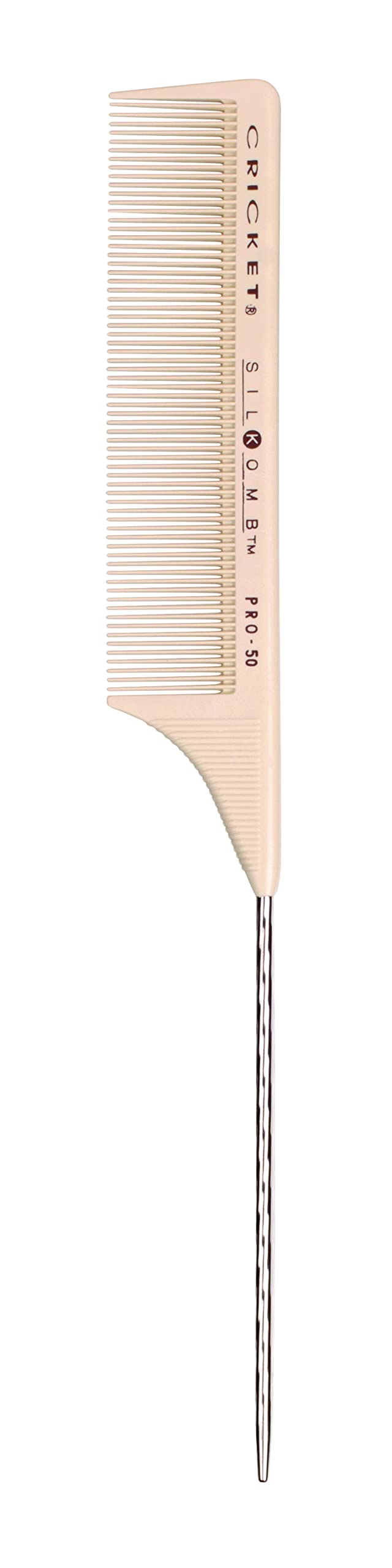 Cricket Silkomb Pro50 Fine Tooth Rattail Comb Professional Hair Stylist Combs for Teasing Sectioning Parting Lifting Weaving St