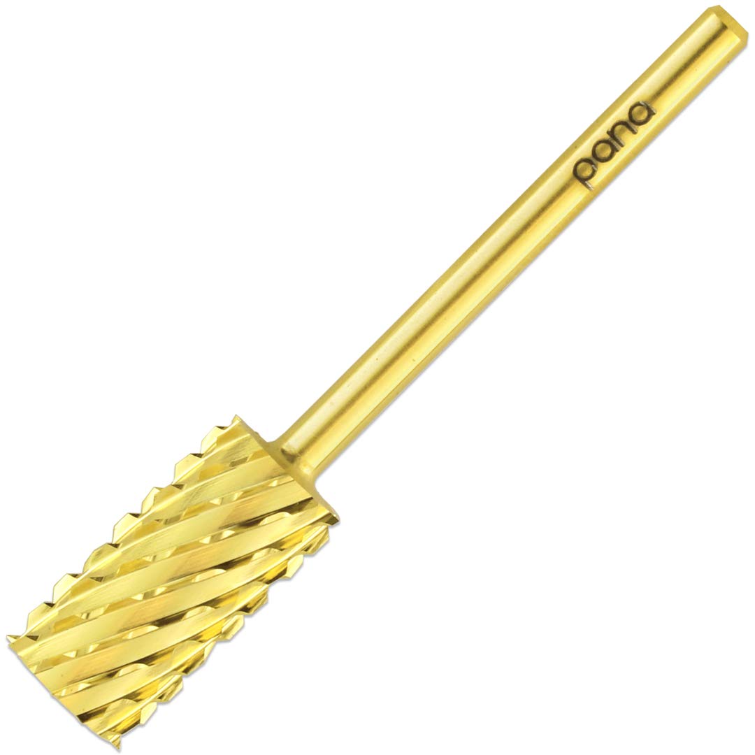 Pana Gold Large Barrel Nail Drill Bit - 3X Coarse Grit For Acrylic & Gel Manicure/Pedicure