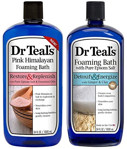 Dr Teal'S Foaming Bath Gift Set - 2 Pack, Pink Himalayan & Ginger Clay, Epsom Salt, 34Oz