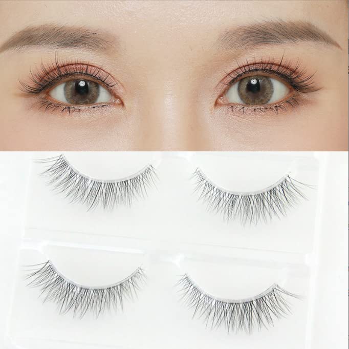 Lasgoos Natural Look Fake Eyelashes - 3 Pairs, Clear Band, 4-10Mm Cross Lashes For Eye