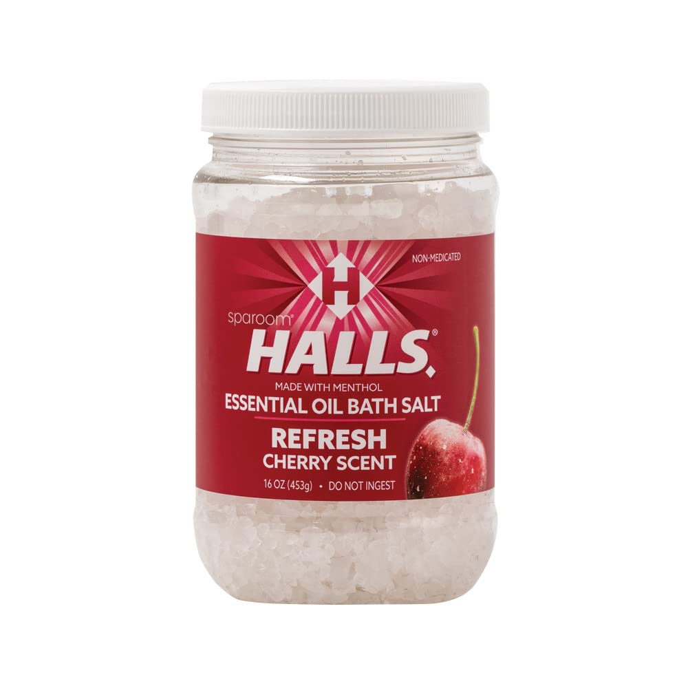 Sparoom Halls Refresh Menthol Aromatherapy Bath Salts, Eucalyptus & Cherry, 16 Oz