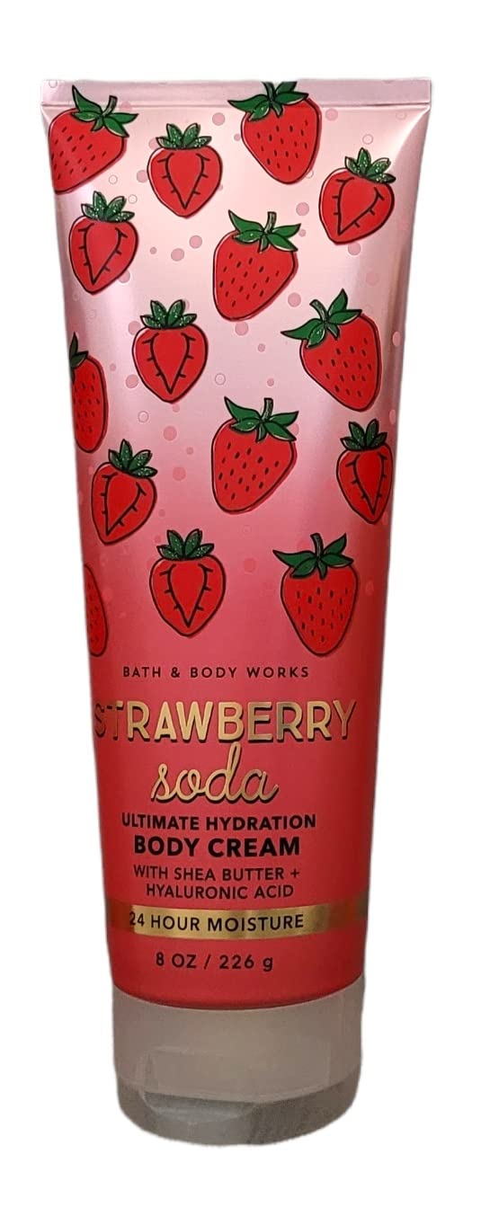 Bath & Body Works Strawberry Soda Ultra Shea Body Cream 8 Oz - Hydrating Moisturizer