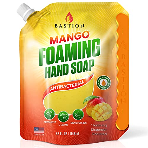 Bastion Antibacterial Foaming Hand Soap Refill - Mango Scented 32Oz Pouch