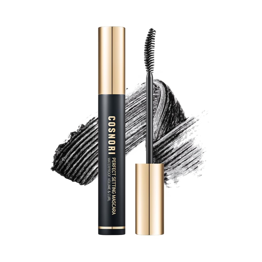 Cosnori Perfect Setting Waterproof Mascara - Volumizing, Curling, Smudge-Proof, Black 0.24 Fl.