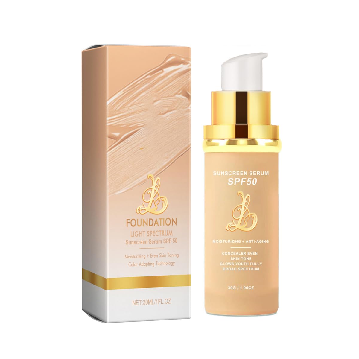 Narvokey 4-In-1 Foundation, Light/Medium, Spf 50+, Waterproof, Longwear, 1Oz